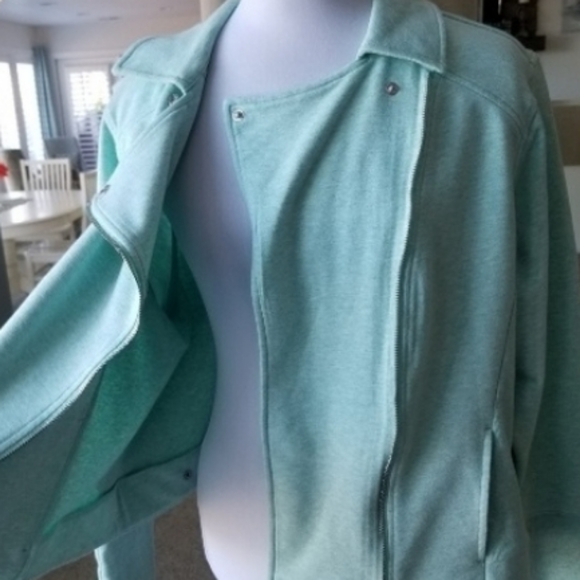 H by HALSEN A-symmetrical zipper JACKET sz 22W, blue - Picture 5 of 11